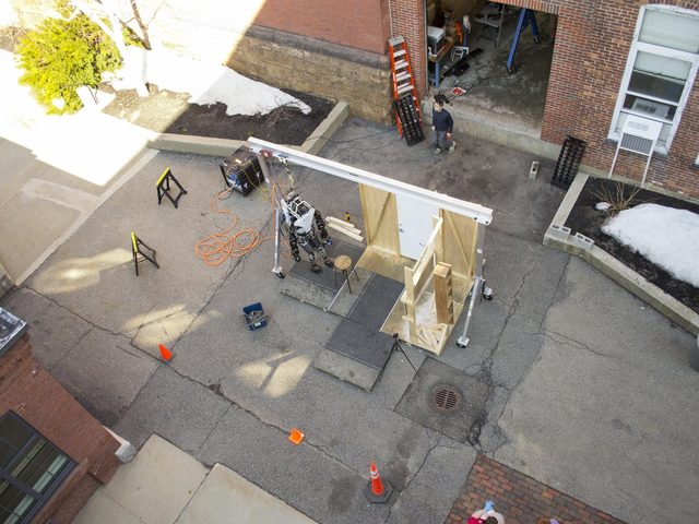 Overhead view of the outdoor DRC practice course at WPI